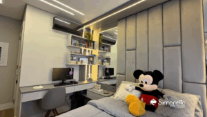 Quarto infantil planejado com soluções funcionais e design inteligente, tendência em móveis planejados para 2026